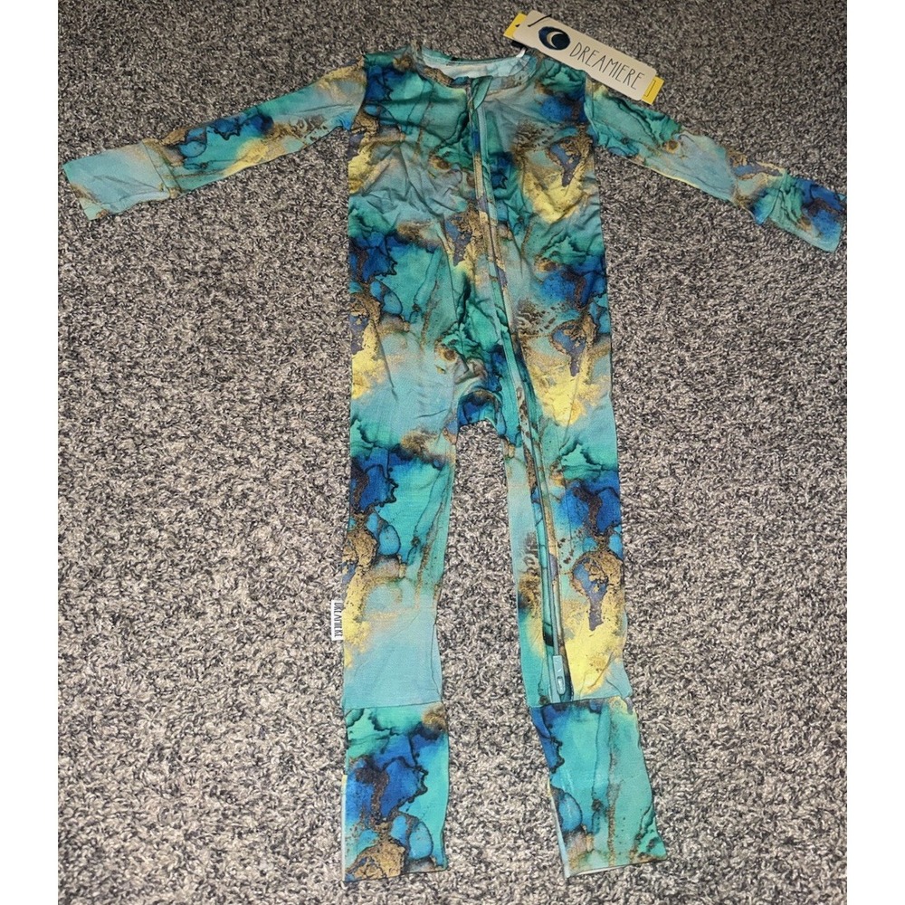Dreamiere Bamboo Blue Marble Convertible Footie 12-18 Months